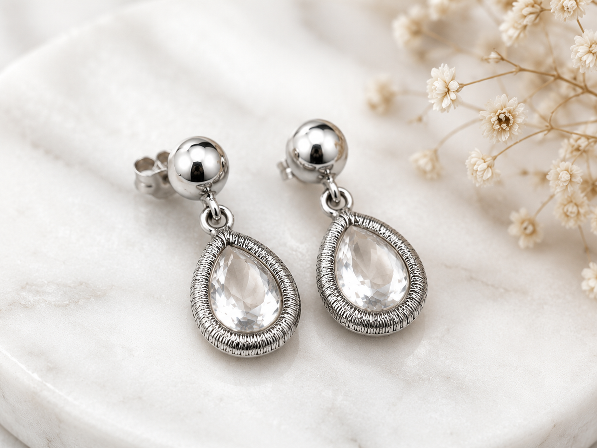 Crystal Teardrop Drop Earrings