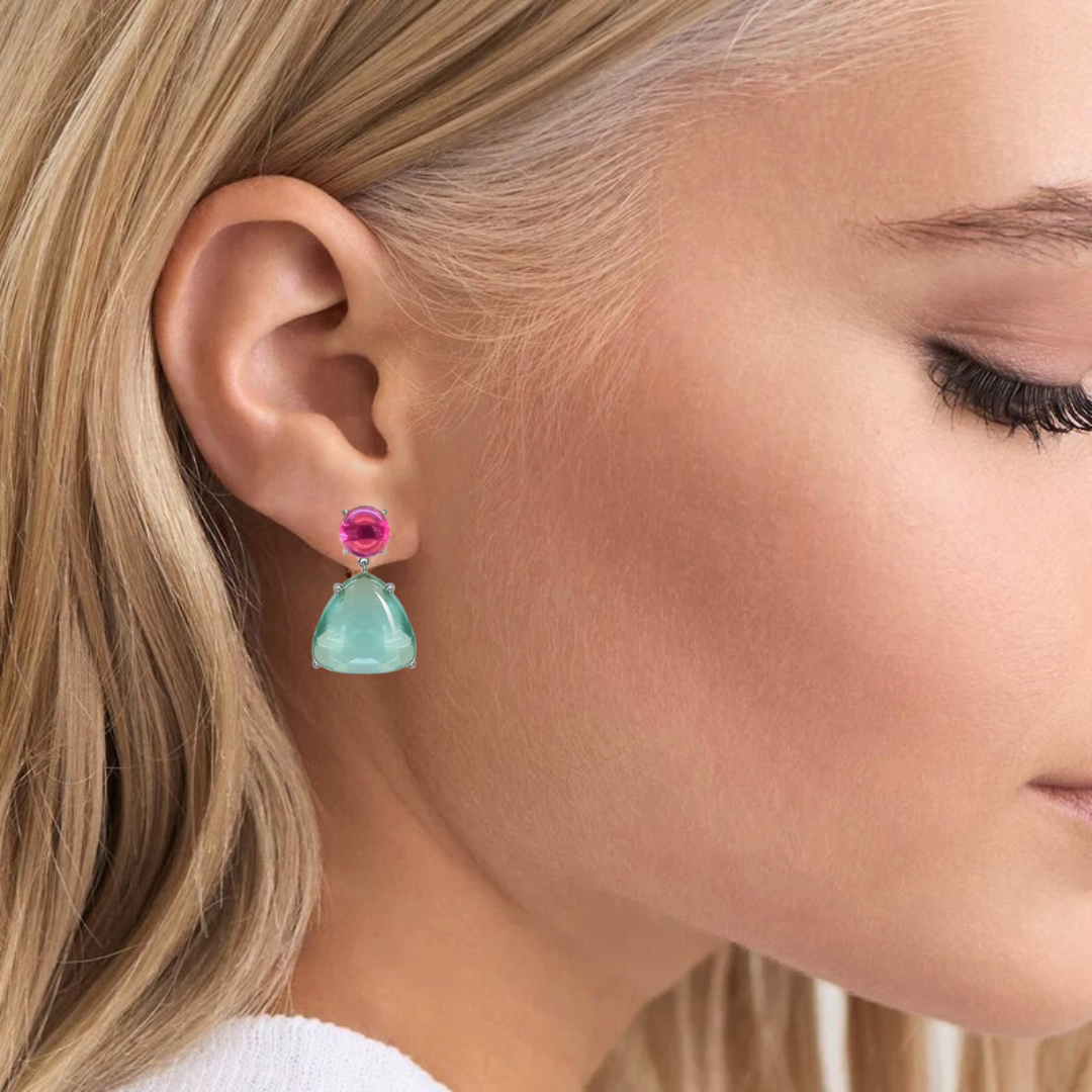 Aria_Earrings_Argjend_Kristal_Roze_Blu - Penelope Jewellery