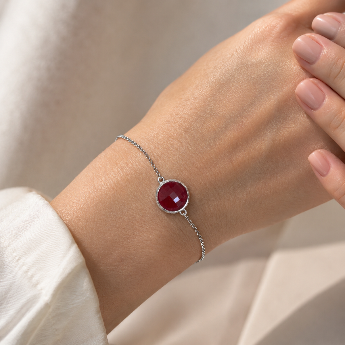 Byzylyk Red Agata Natyral — Argjend 925