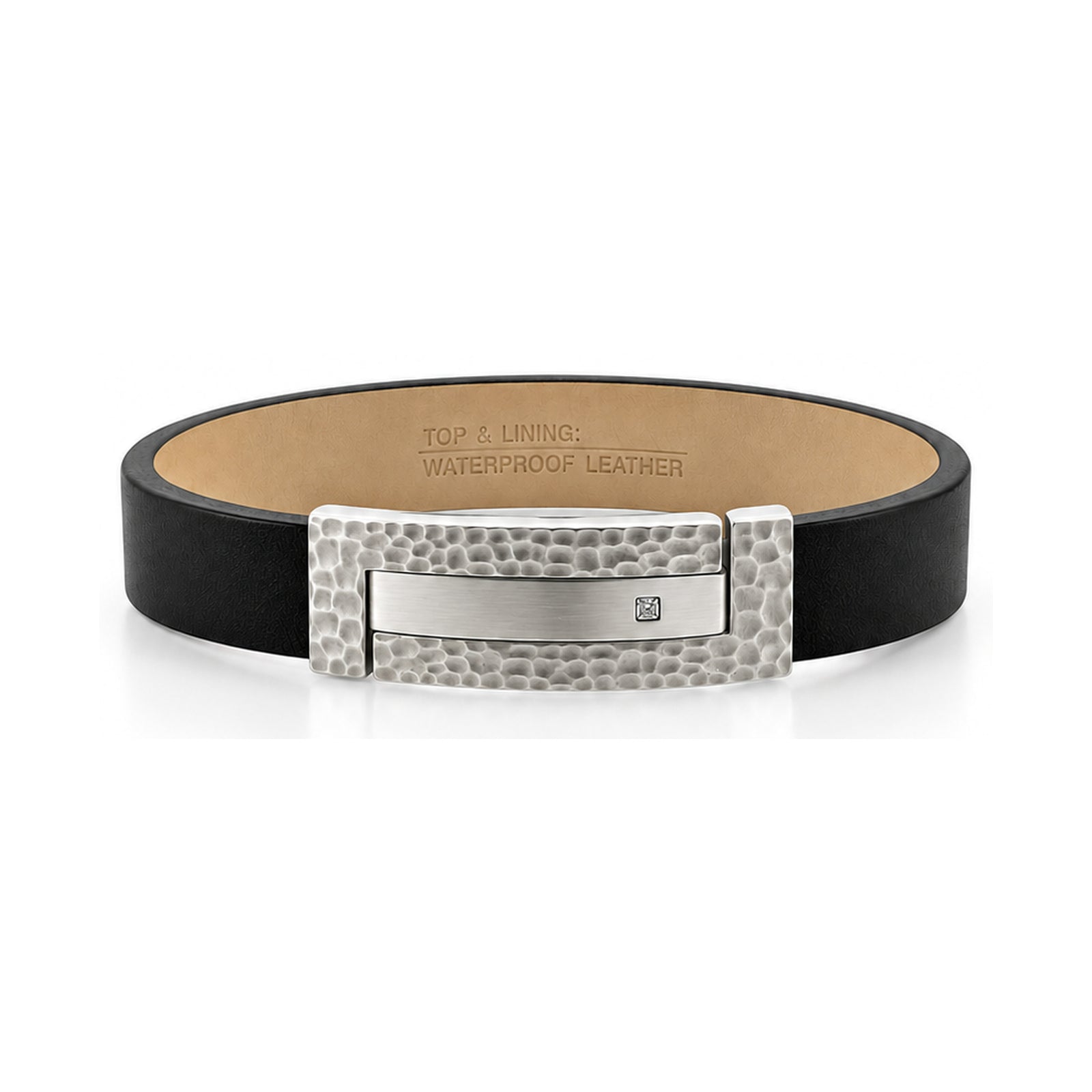White Diamond Leather Bracelet