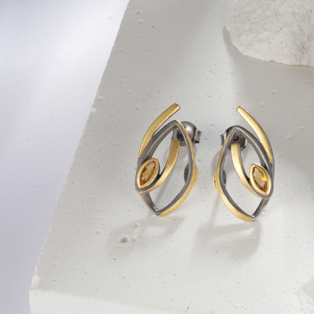 Citrine--Elegance--vathe--babylon--argjend--gur--citrine--koleksion--Babylon--larje-ari-penelopejewellery-V6036 - Penelope Jewellery