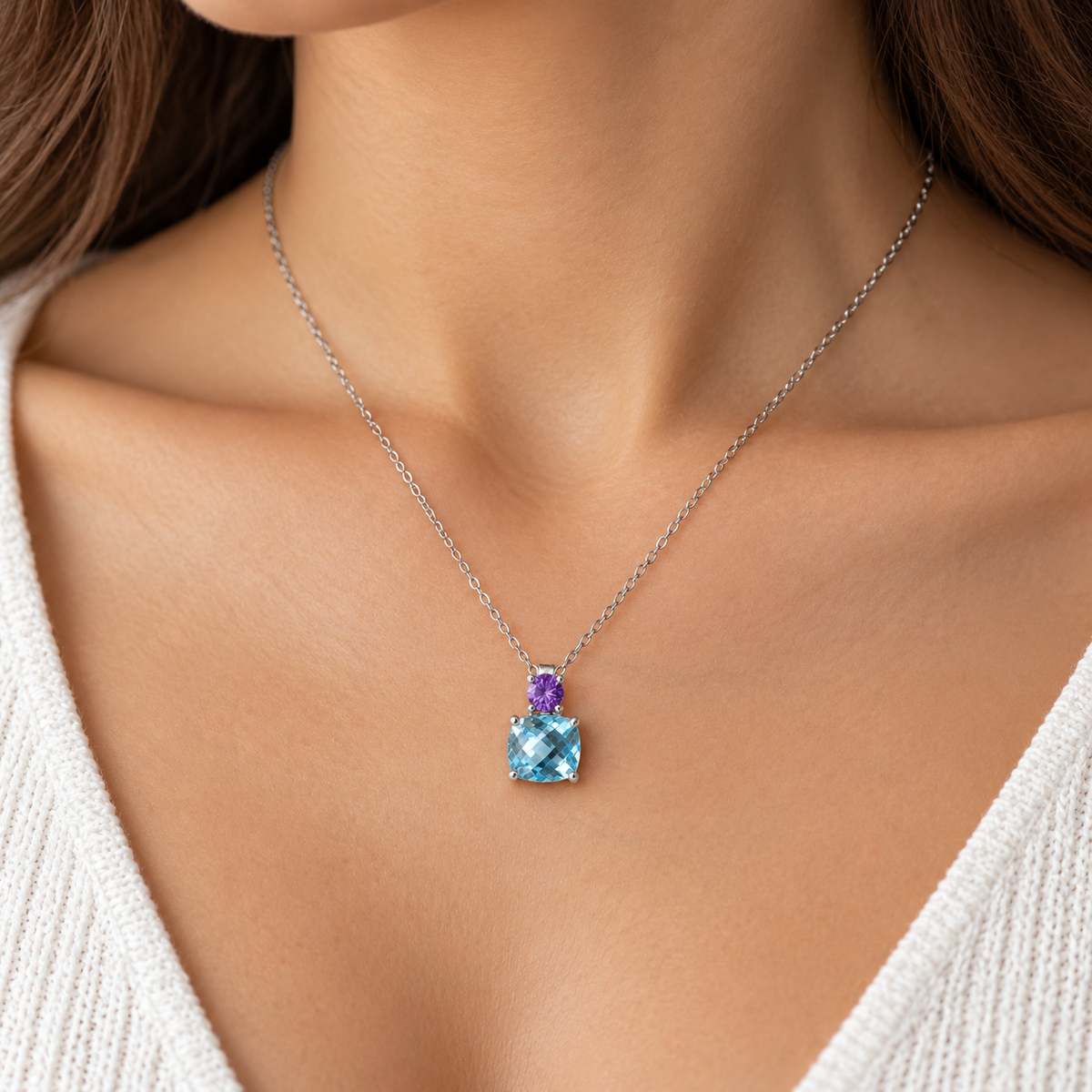 Varëse Topaz Blu dhe Ametist | Argjend 925