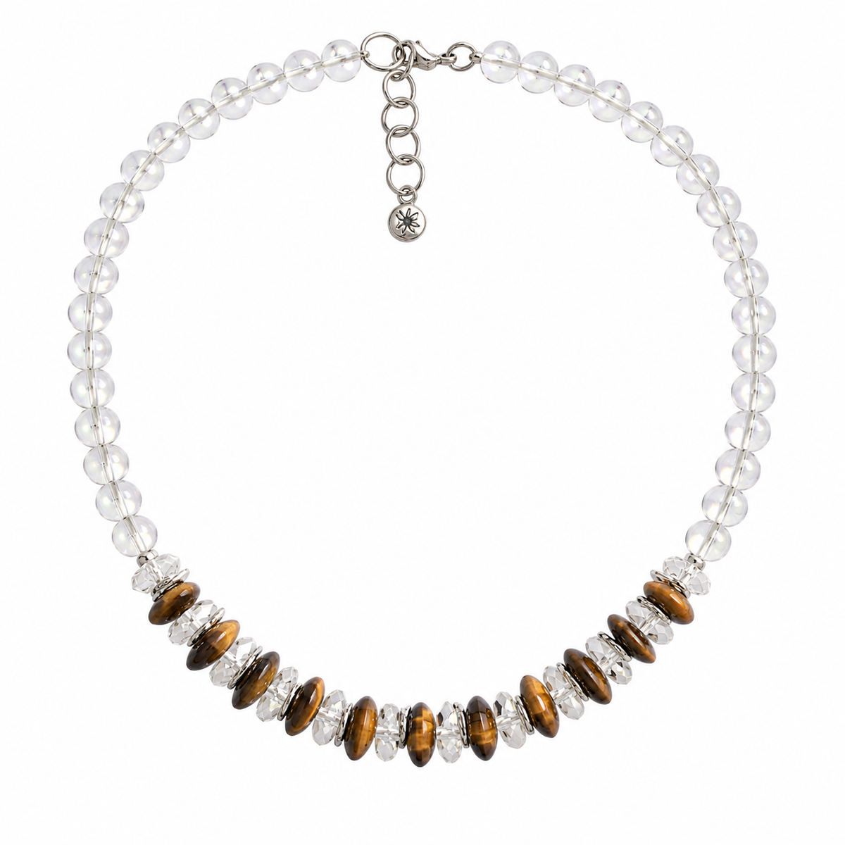 Varëse me kristale të tejdukshme dhe gurë sy tigri në argjend 925, modeli Eleganza nga Penelope Jewellery