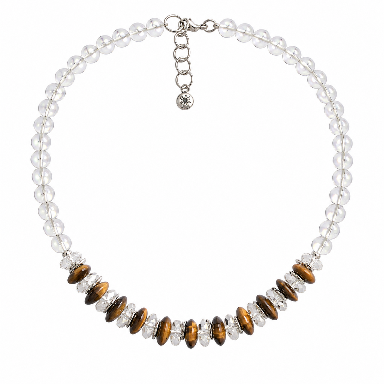 Varëse me kristale të tejdukshme dhe gurë sy tigri në argjend 925, modeli Eleganza nga Penelope Jewellery