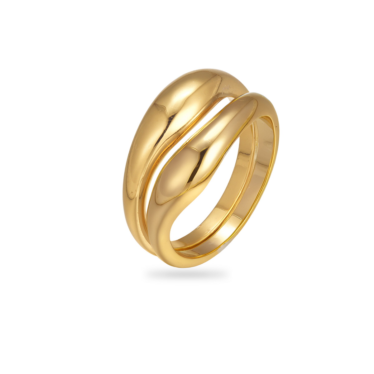 Set me dy unaza stack në argjend 925 me larje ari 14K
