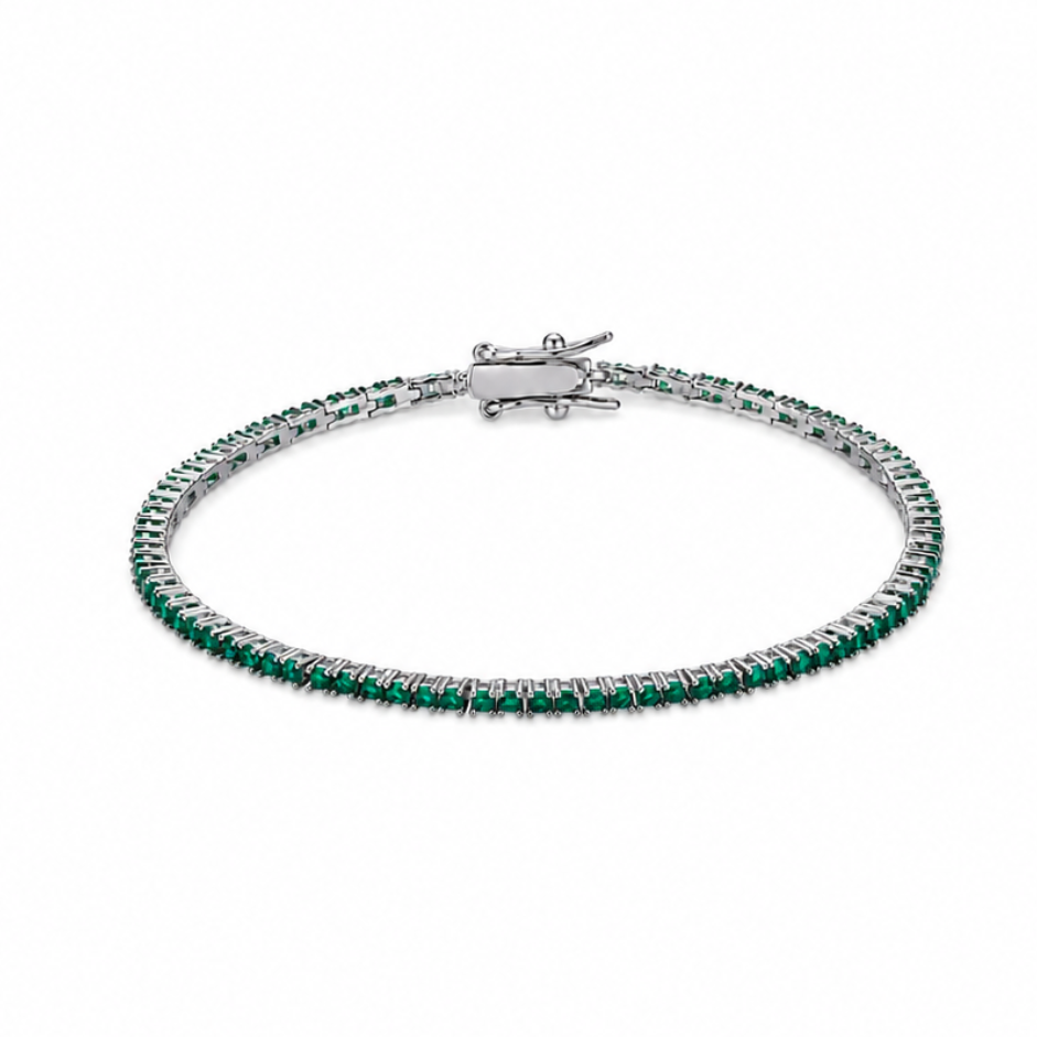 Byzylyk Tenis B260003 me zirkone jeshile, pamje produkti | Argjend 925 | Penelope Jewellery