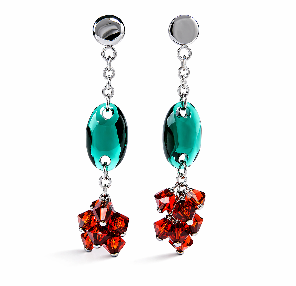 vathe penelope jewellery me kristale te kuqe dhe jeshile argjend 925