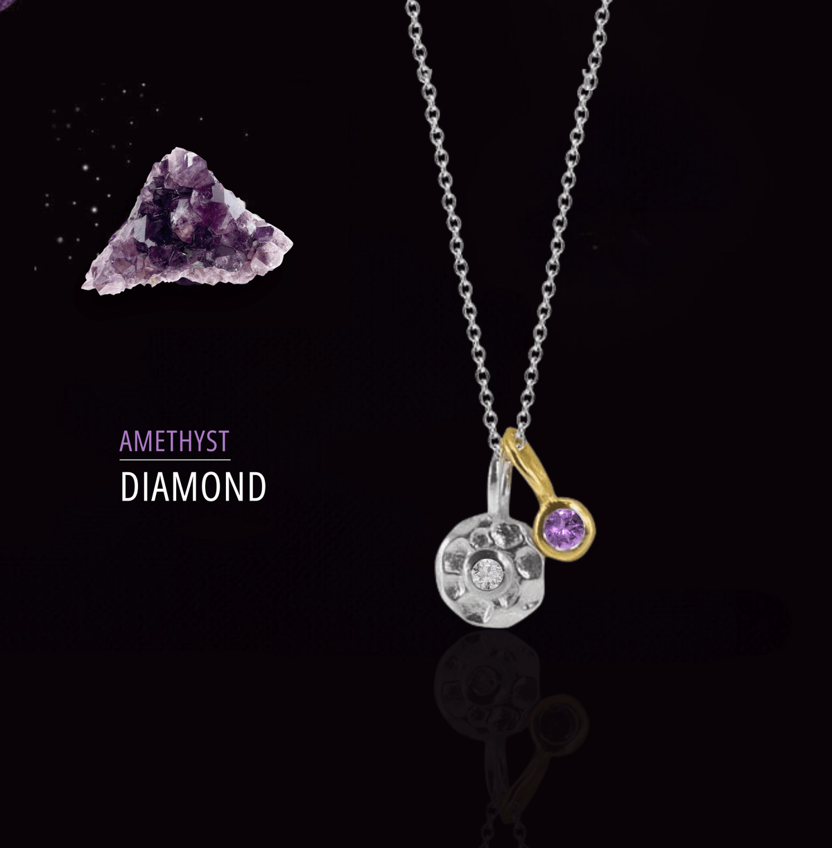 Varese Diamant dhe Ametist | Argjend 925 – pamje e afert