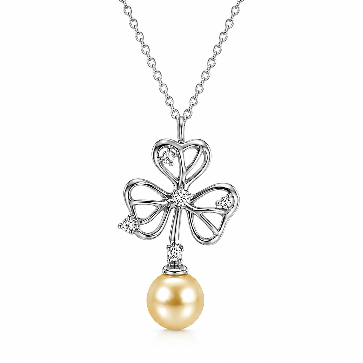 Varse Clover M3112 me perle shampanje dhe zirkone, pamje produkti | Argjend 925 | Penelope Jewellery