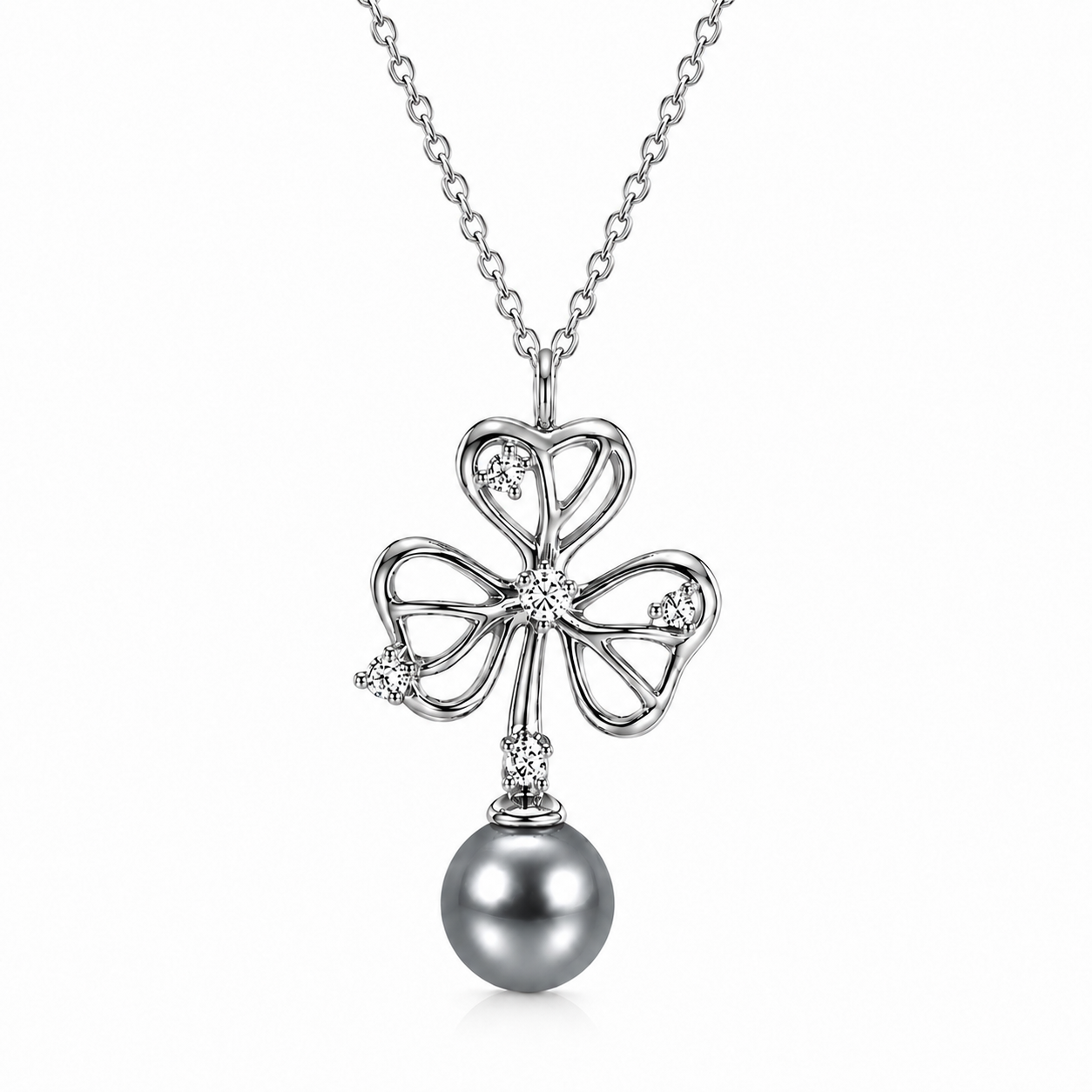 Varse Clover M3114 në argjend 925 me perlë të bardhë dhe zirkone