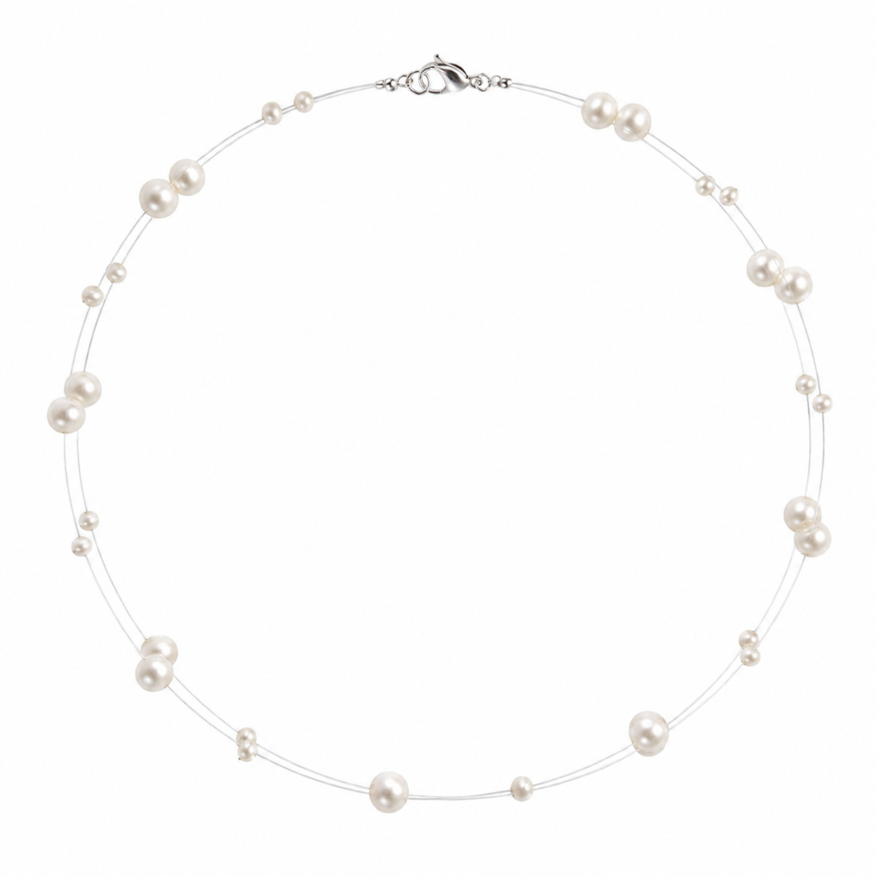 Varse dyshe N3221 me perla te bardha dhe krem, pamje produkti | Argjend 925 | Penelope Jewellery