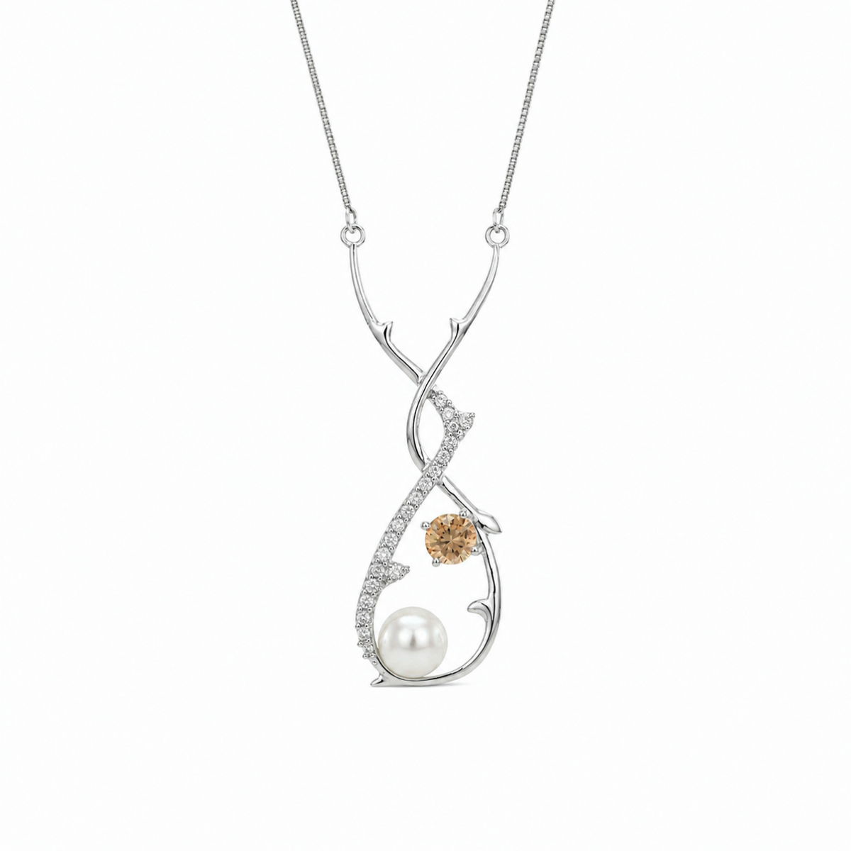 Varse Gretel N3023 me perla te kultivuara dhe zirkone shampanje | Argjend 925 | Penelope Jewellery