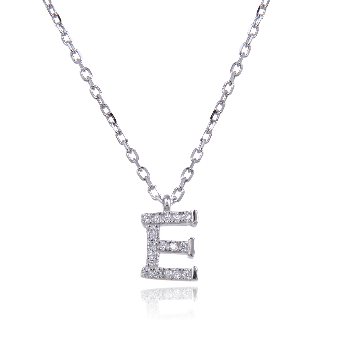 Varëse me shkronjën E në Argjend 925 me Zirkon Kubik nga Penelope Jewellery.