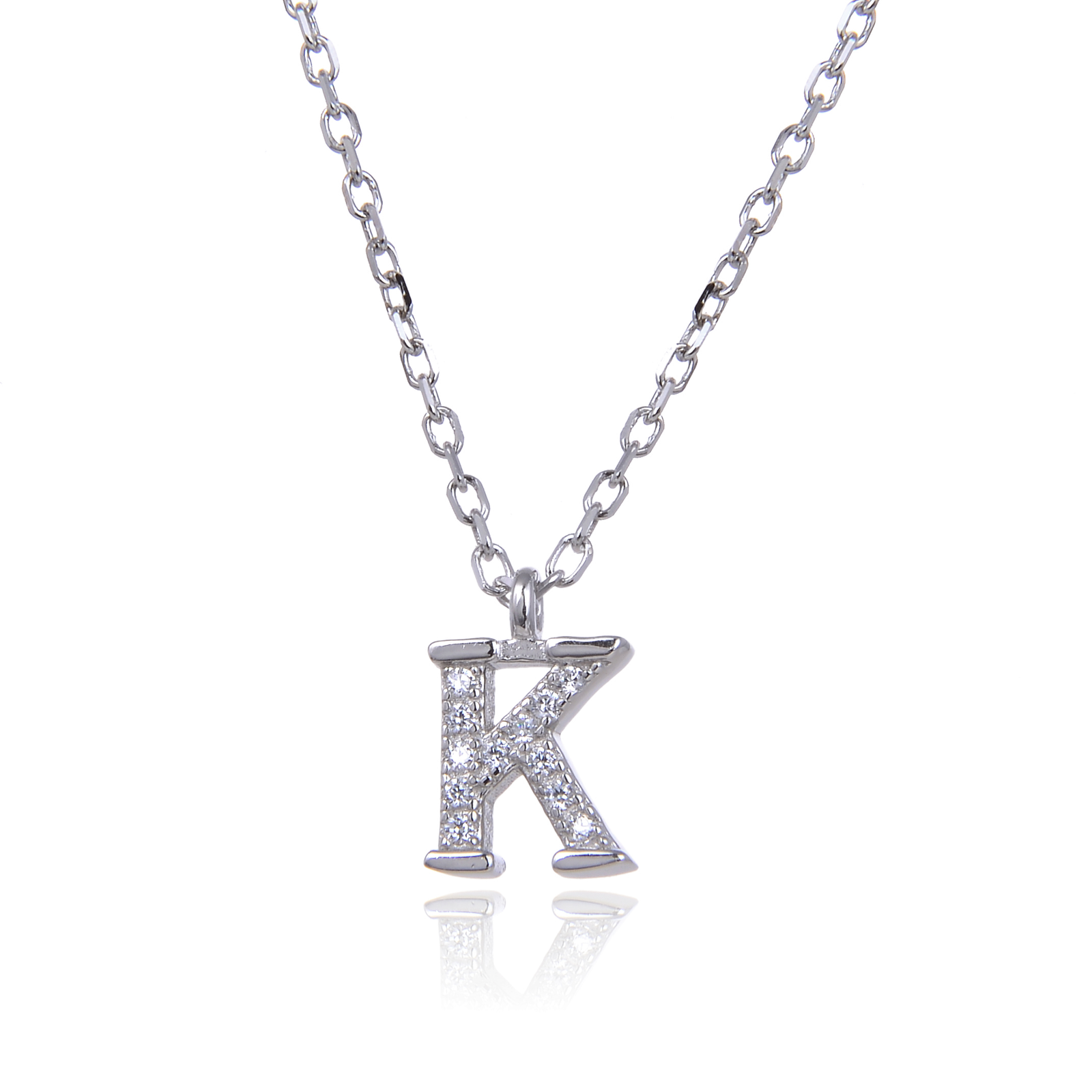Varëse me shkronjën K në Argjend 925 me Zirkon Kubik nga Penelope Jewellery.