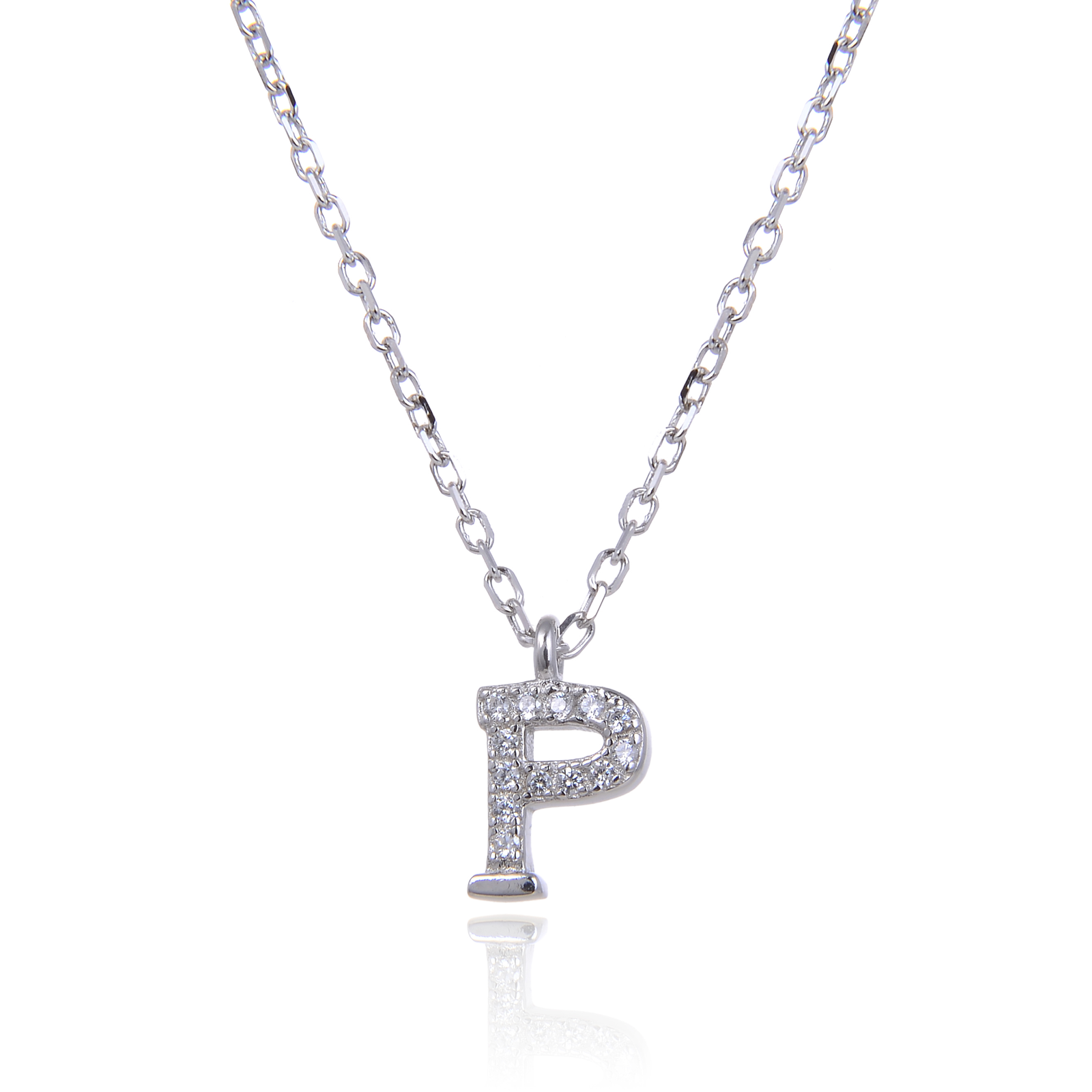 Varëse me shkronjën P në Argjend 925 me Zirkon Kubik nga Penelope Jewellery.