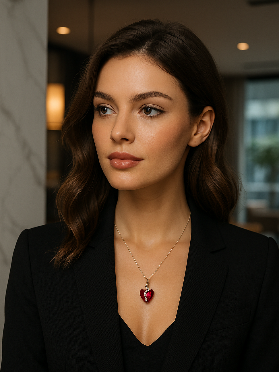 Varse Sweetheart me zemër të kuqe dhe zirkone, e vendosur në qafë