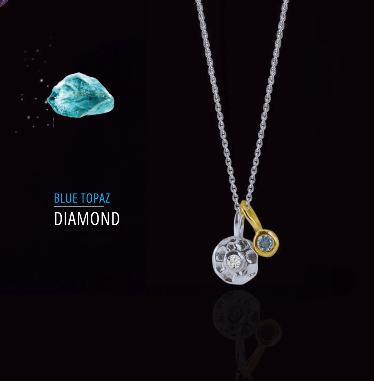 Varese Diamant dhe Topaz Blu | Argjend 925 – pamje e afert