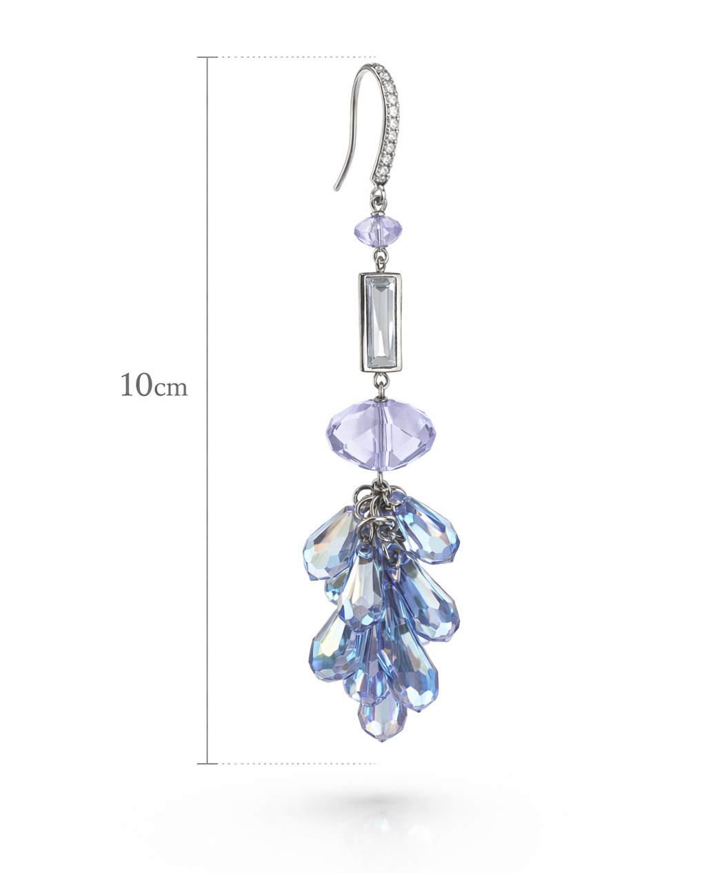 Vath i gjate Azure Frost V2839 prej argjendi 925 me kristale blu, lejla dhe detaj drejtkendor te tejdukshem, paraqitje me vije permasash | Penelope Jewellery