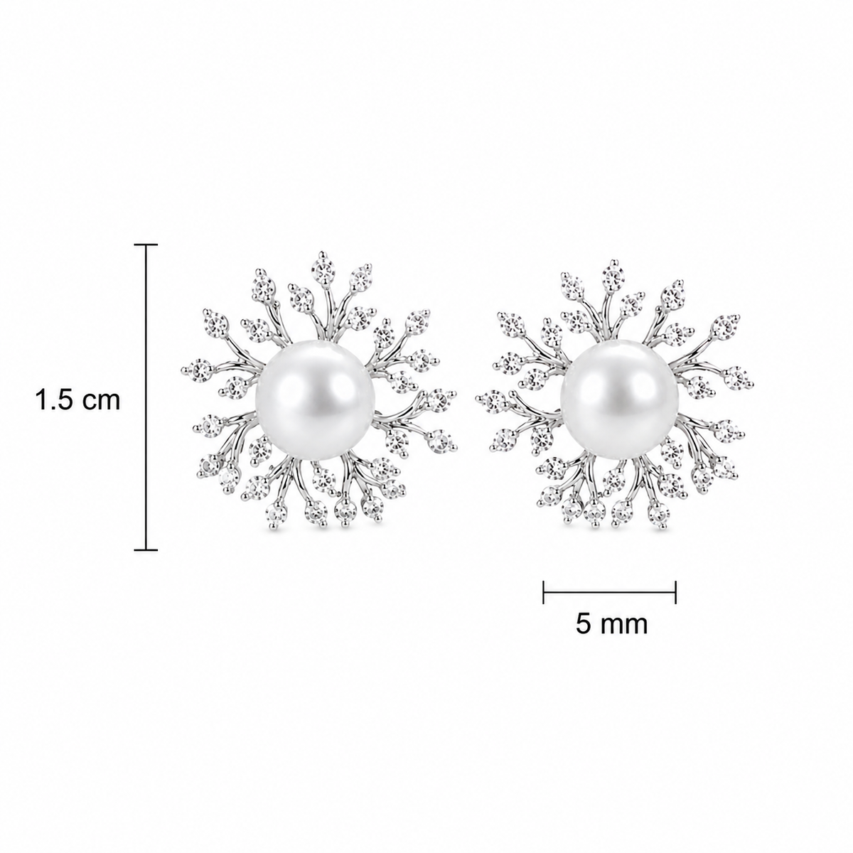 Vathe V3361 me degezime dhe perla te bardha; ne foto shenohen lartesia 1.5 cm dhe perla 5 mm | Argjend 925 | Penelope Jewellery