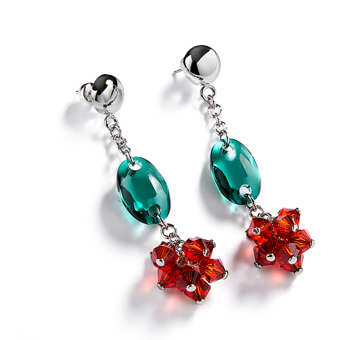 vathë penelope jewellery me kristale të kuqe dhe jeshile argjend 925 elegante për femra