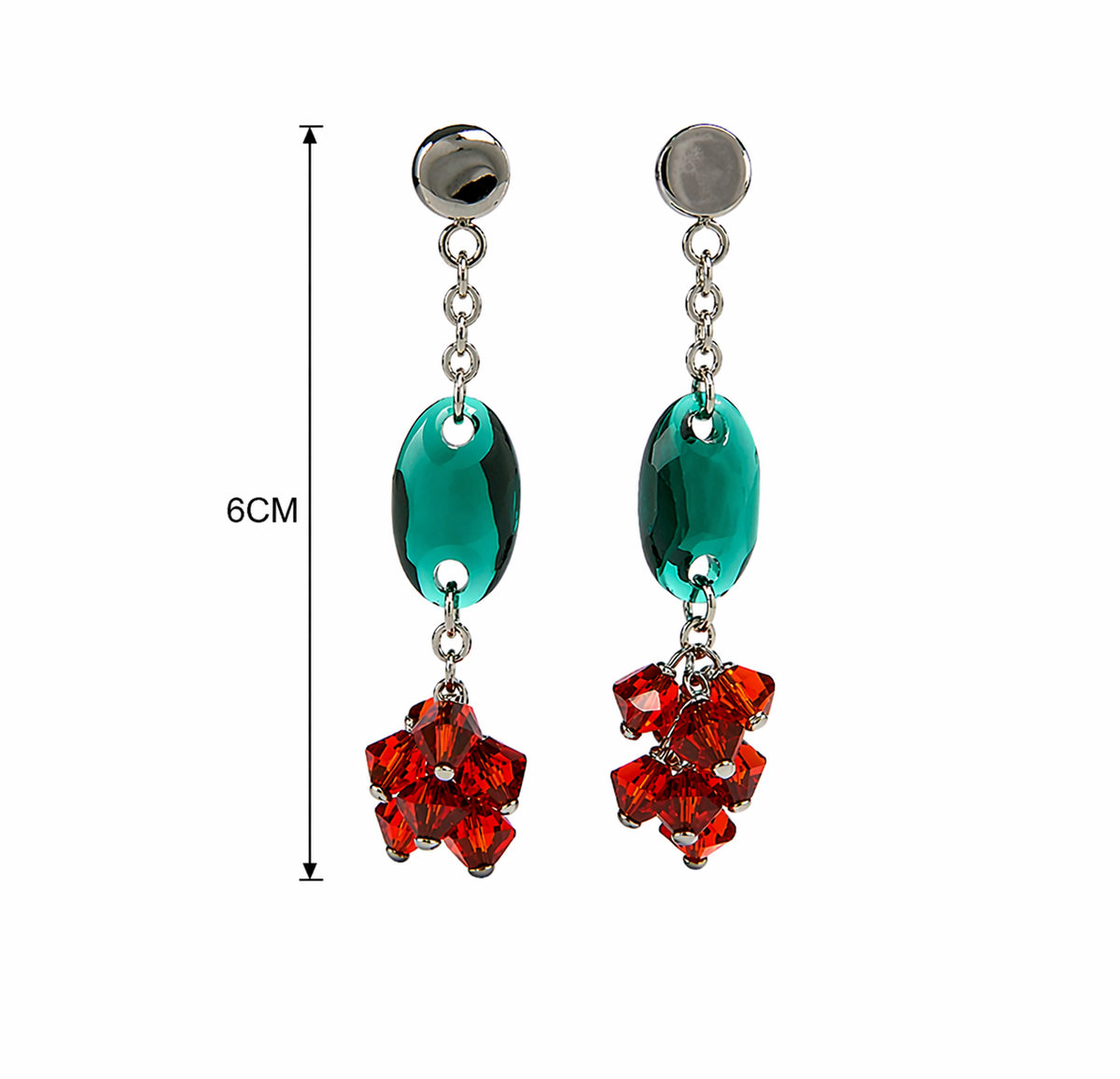 vathë penelope jewellery me kristale të kuqe dhe jeshile argjend 925 elegante për femra