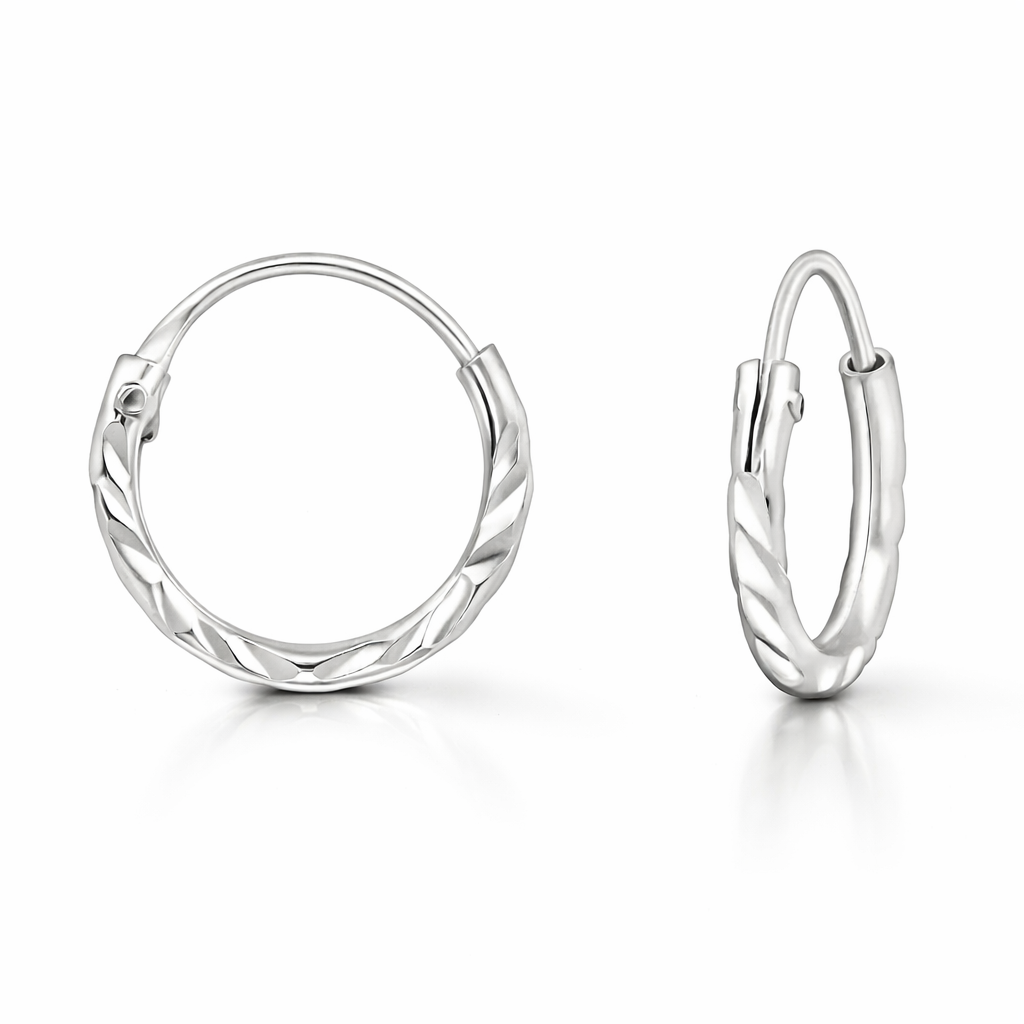 Vathe Malai V5669 rrethor me diameter 15 mm dhe dekore diagonale, pamje ballore dhe anesore | Argjend | Penelope Jewellery