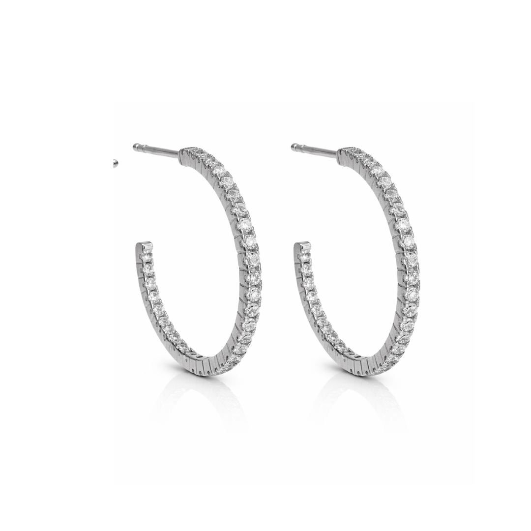 Vathe Michelle V5637 rrethor te hapur me zirkone te bardha pergjate rrethit, pamje e ciftit | Argjend 925 | Penelope Jewellery