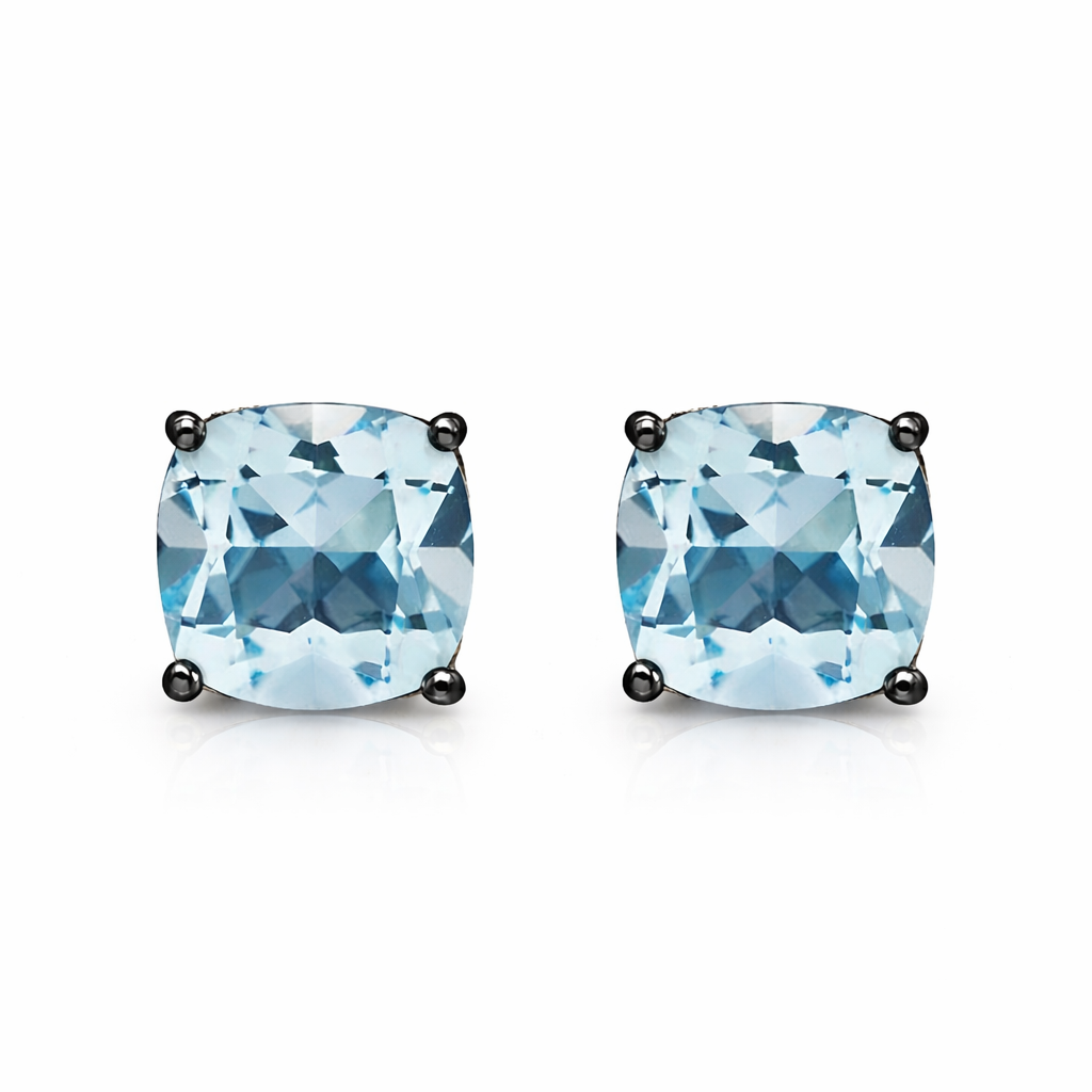 Vathe Swiss Blue Topaz V5204 me topaz blu te celur ne forme katrore me cepa te rrumbullakosur, cift ne pamje ballore | Argjend 925 | Penelope Jewellery