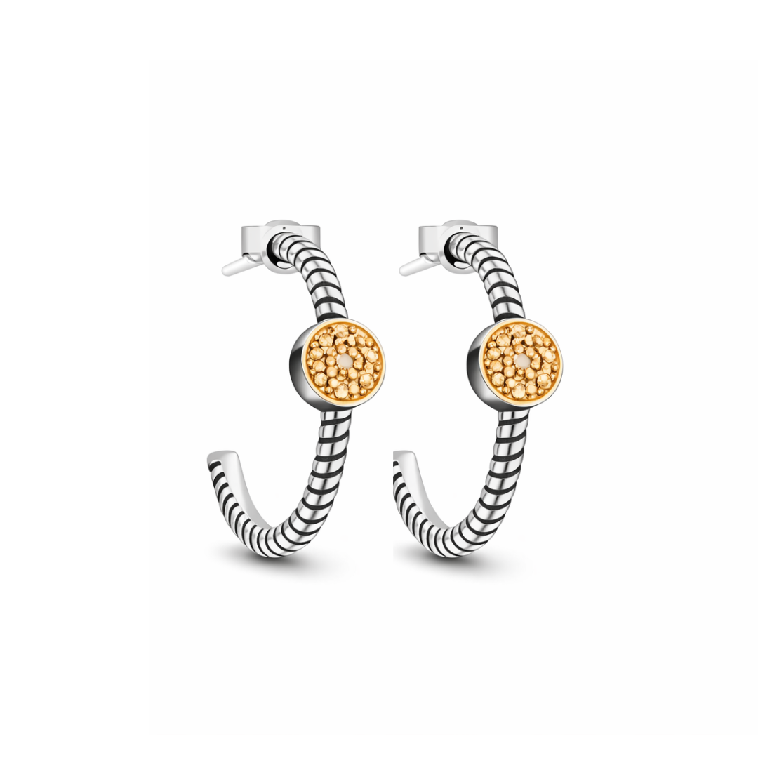 Vathe V5453 rrethor te hapur me vijezime te erreta dhe dekor rrethor ne ngjyre ari me diamant natyral | Argjend 925 | Penelope Jewellery