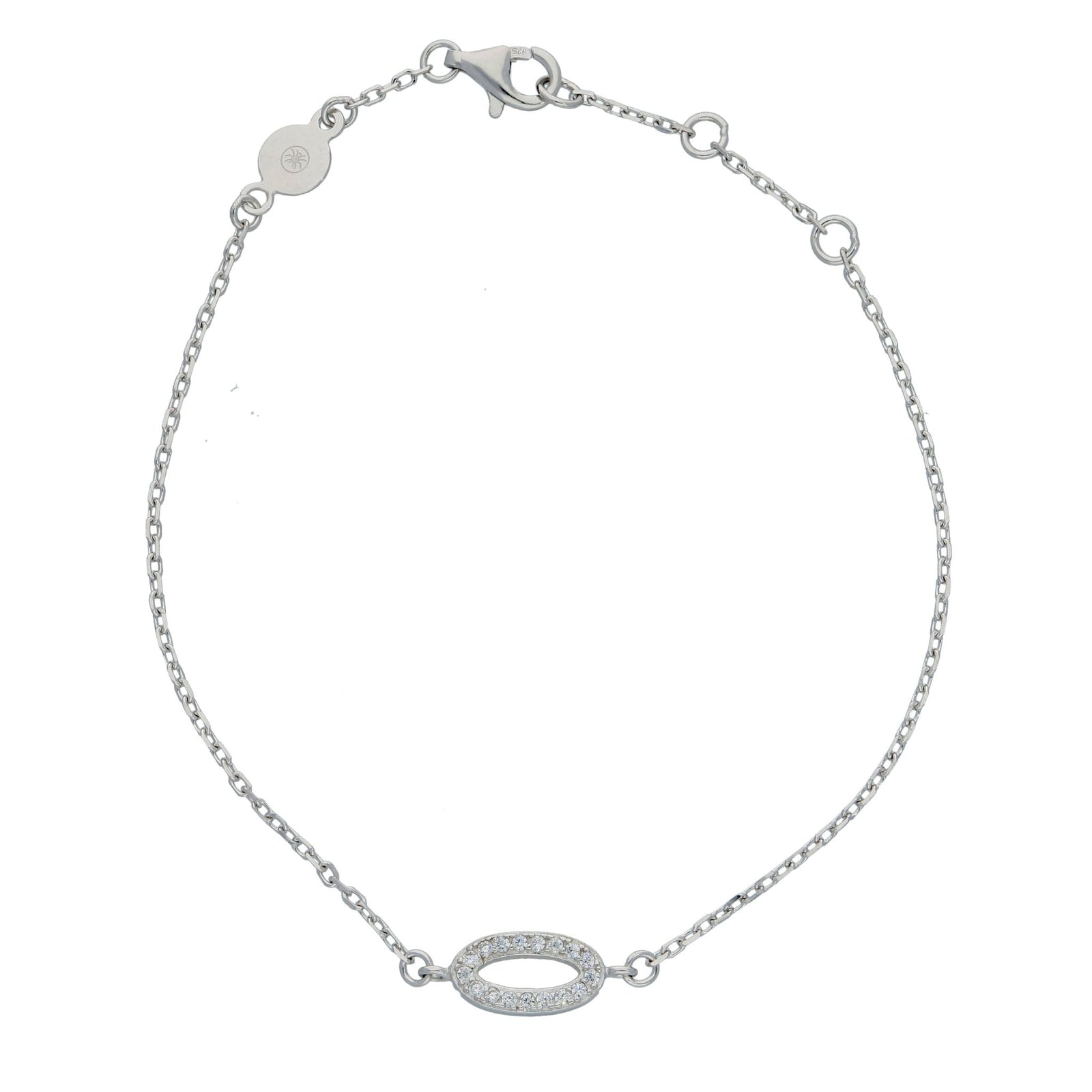 Byzylyk në argjend 925 me ornament oval dhe zirkone të bardha