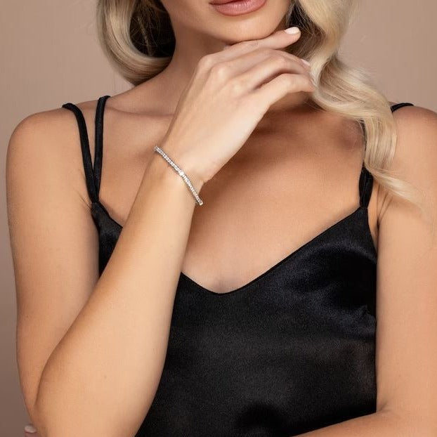 Byzylyk tennis Princess në argjend 925 me zirkone të bardha katrore