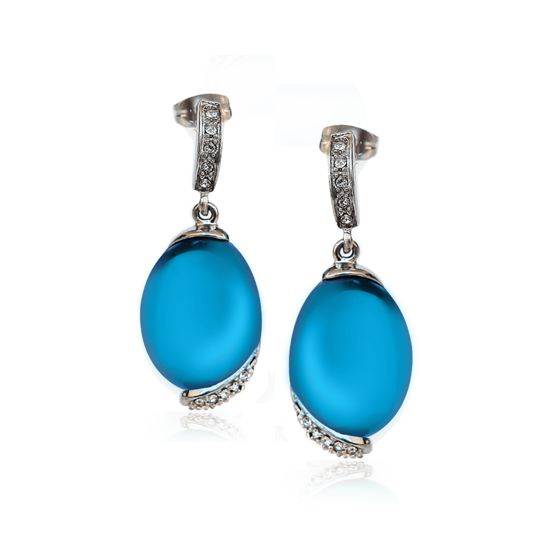 Vathë blu për femra me dizajn oval dhe detaje shkëlqyese - Penelope Jewellery